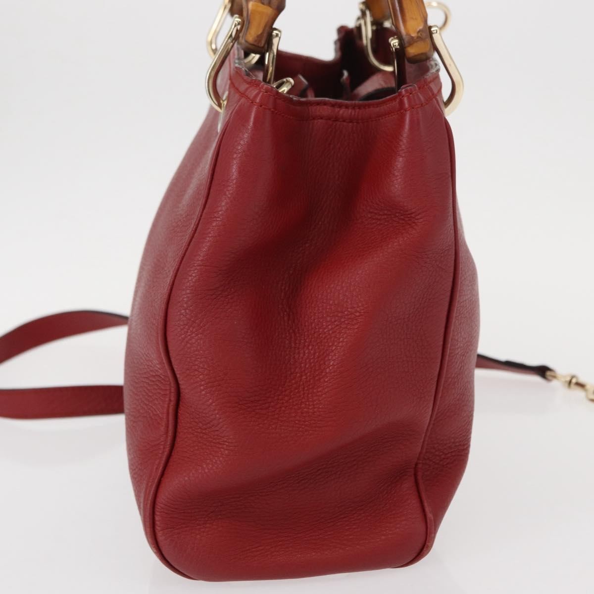 Gucci Bamboo Shopper Tote Leather Red Leather Tote Bag Bag (Authentic Pre-Loved)