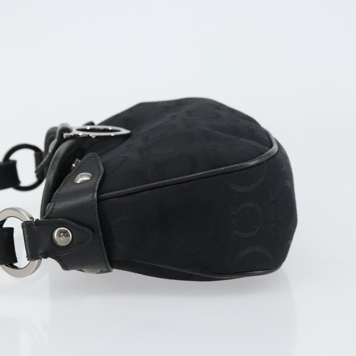 Salvatore Ferragamo Gancini Shoulder Bag Canvas Black Canvas Shoulder Bag Bag (Authentic Pre-Loved)