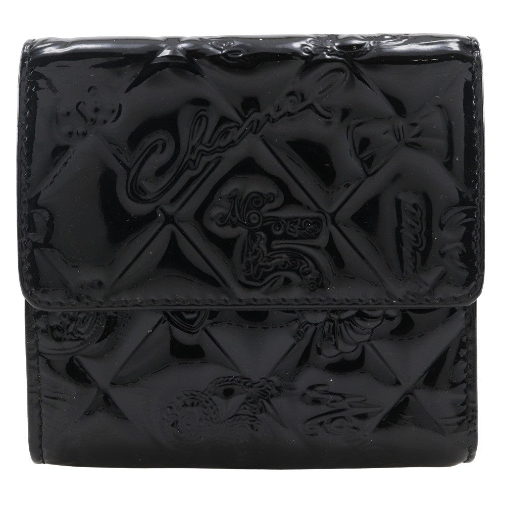 Chanel Bi-Fold Wallet Quilted Patent Black Patent_Leather Wallets Accessory (Authentic Pre-Loved)