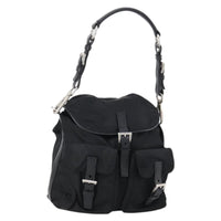 Prada Double Pocket Shoulder Bag Tessuto Black Nylon Shoulder Bag Bag (Authentic Pre-Loved)