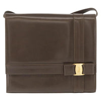 Salvatore Ferragamo Vara Shoulder Bag Leather Brown Leather Shoulder Bag Bag (Authentic Pre-Loved)