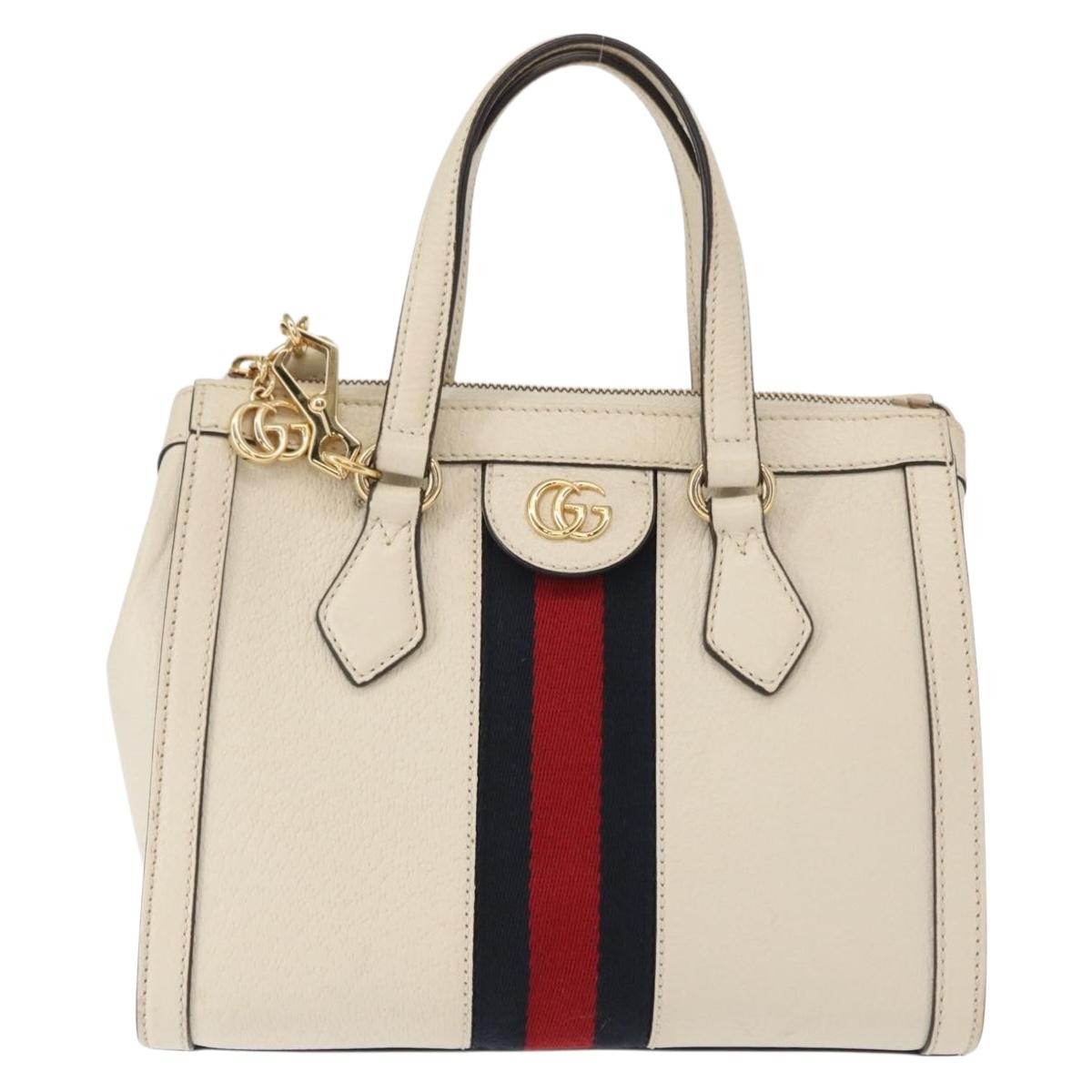 Gucci Ophidia Top Handle Tote Leather White Leather Handbag (Authentic Pre-Loved)