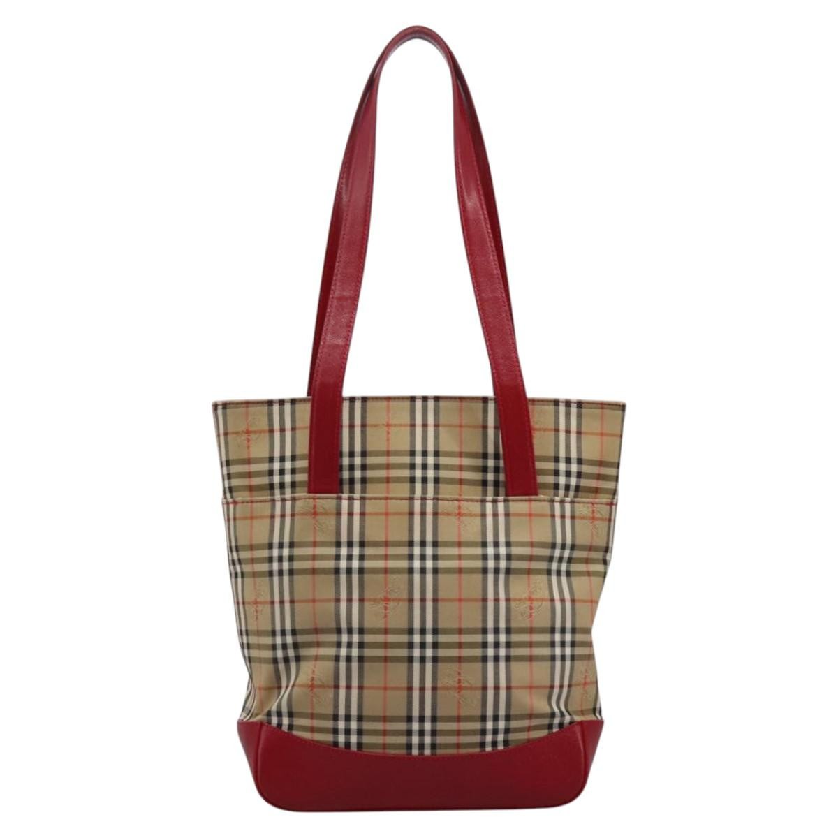 Burberry Nova Check Tote Canvas Check Pattern Beige Canvas Tote Bag Bag (Authentic Pre-Loved)