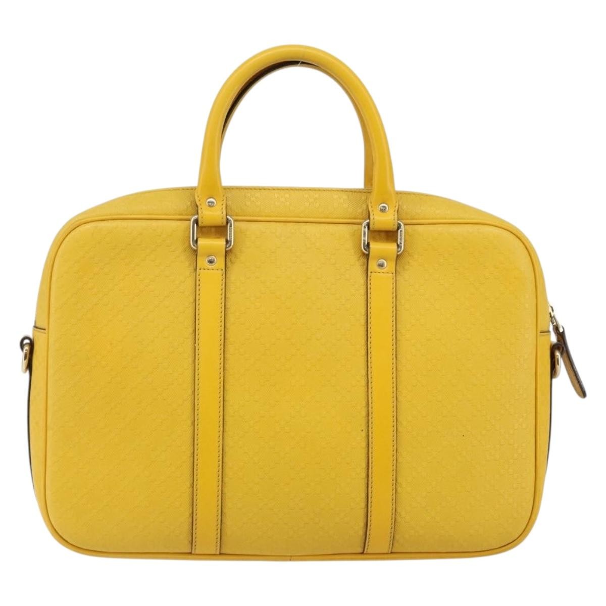 Gucci Diamante Bright Briefcase Leather Yellow Leather Bag (Pre-Loved)