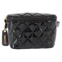 Chanel Vintage Zip Belt Bag Quilted Lambskin Black Patent_Leather Clutche & Pouche Bag (Pre-Loved)