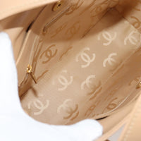 Chanel Cc Stitch Tote Lambskin Beige Leather Bag (Pre-Loved)