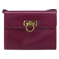 Salvatore Ferragamo Gancini Shoulder Bag Leather Purple Leather Shoulder Bag Bag (Pre-Loved)