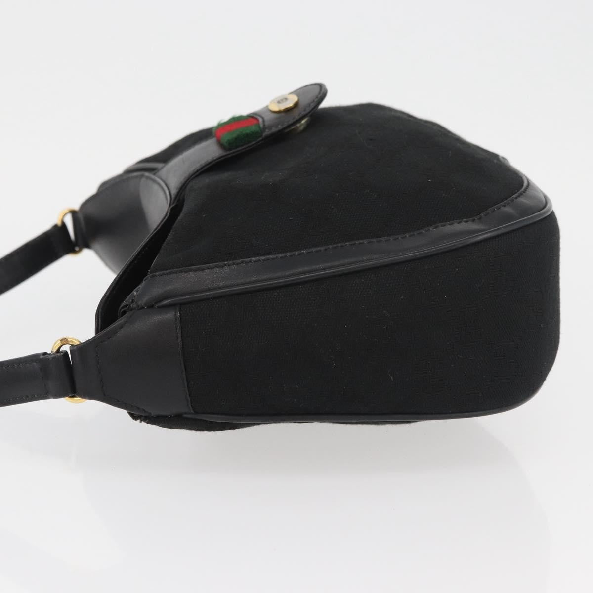 Gucci Sherry Line Shoulder Bag Canvas Black Canvas Shoulder Bag Bag (Authentic Pre-Loved)