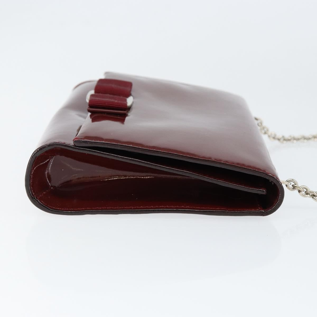 Salvatore Ferragamo Vala Chain Shoulder Bag Patent Leather Red Patent_Leather Shoulder Bag Bag (Authentic Pre-Loved)