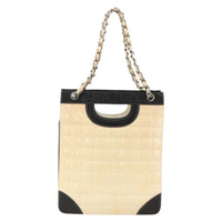 Chanel Chocolate Bar Shopping Tote Quilted Patent Beige Patent_Leather Shoulder Bag Bag (Pre-Loved)