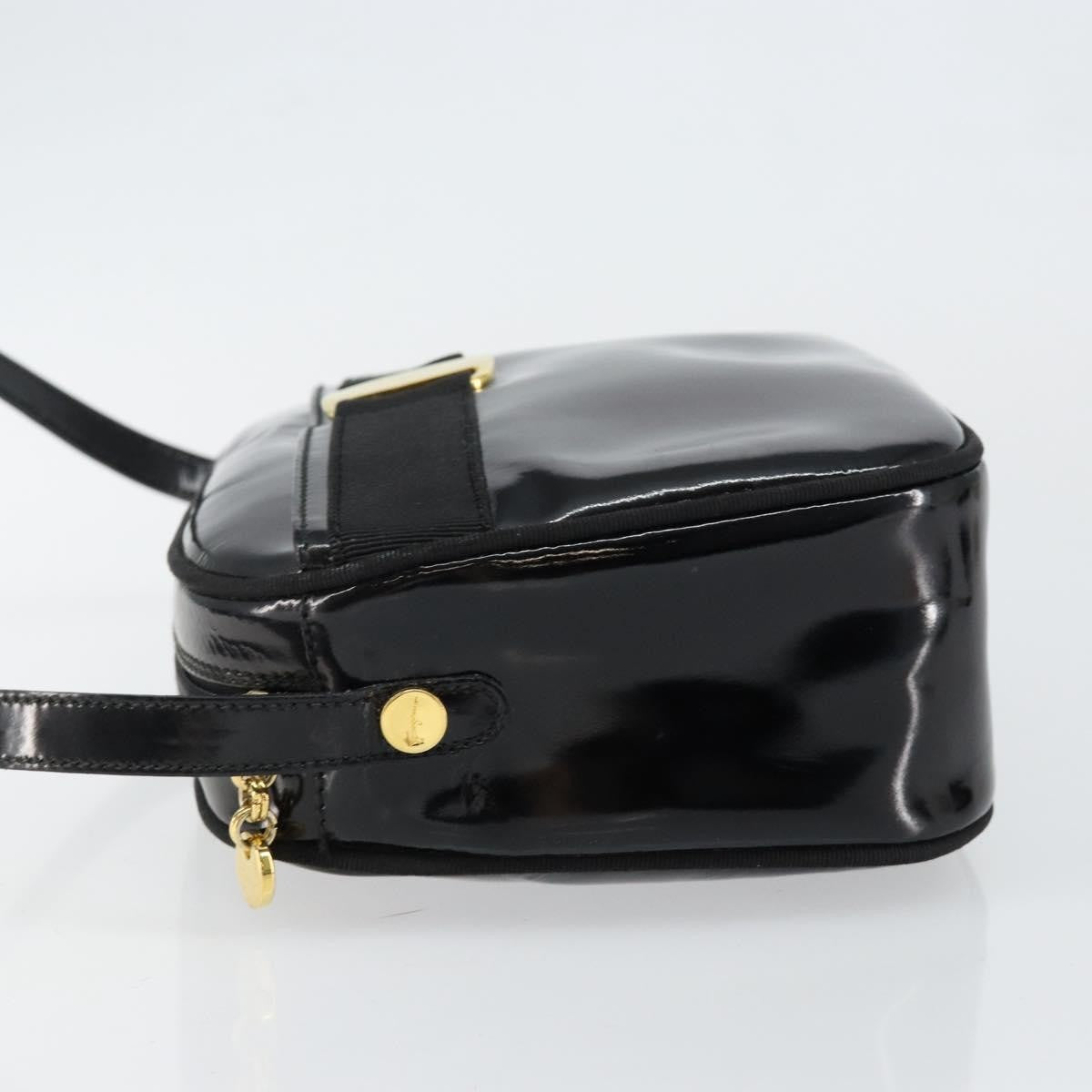 Salvatore Ferragamo Vala Shoulder Bag Patent Leather Black Patent_Leather Shoulder Bag Bag (Authentic Pre-Loved)