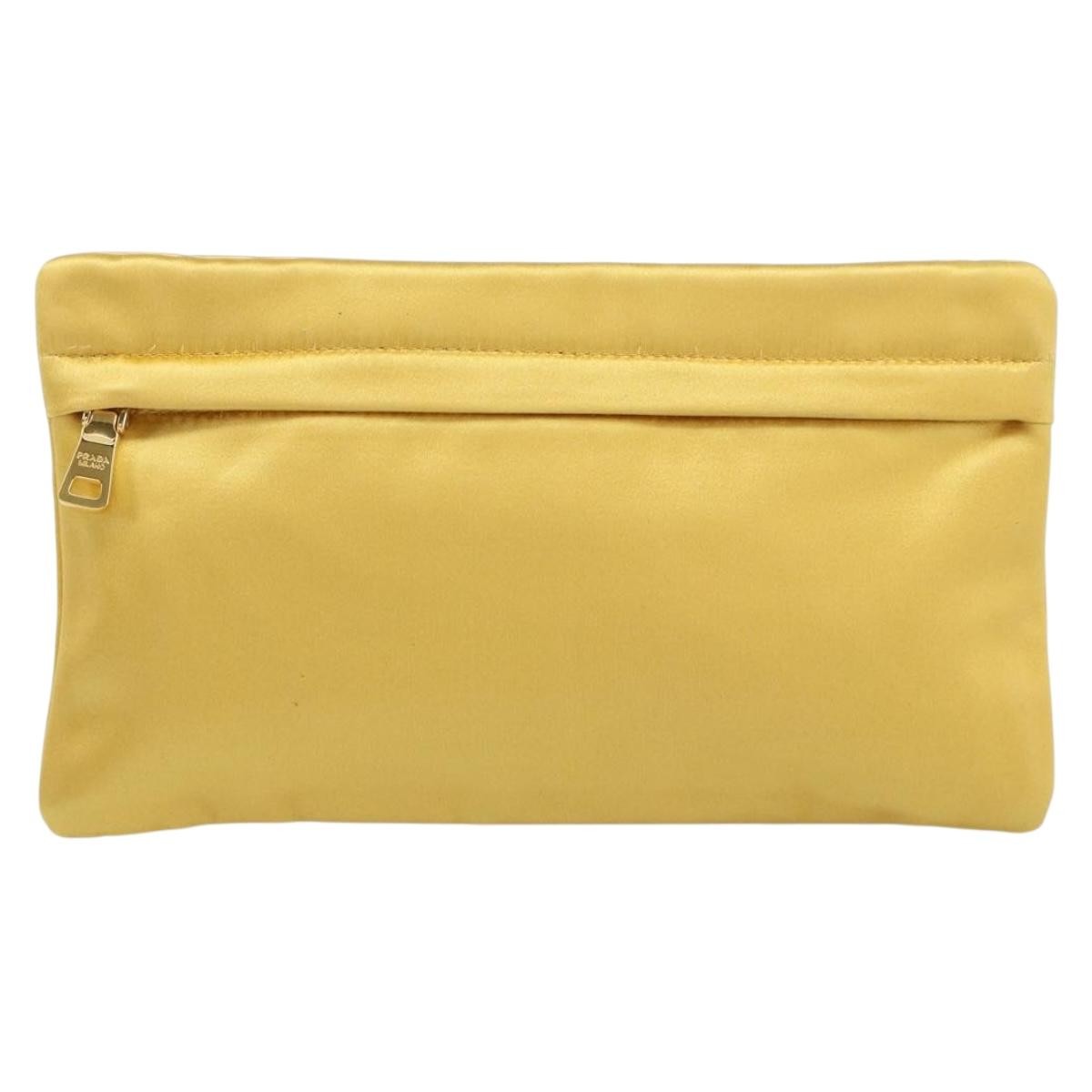 Prada Clutch Satin Gold Satin Clutche & Pouche Bag (Authentic Pre-Loved)