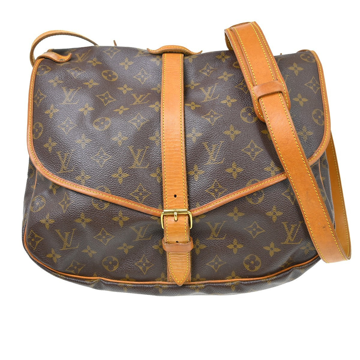 Louis Vuitton Louis Vuitton Saumur Handbag Monogram Canvas Brown Canvas Shoulder Bag Bag (Authentic Pre-Loved)