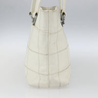 Chanel Square Stitch Tote Quilted Leather White Leather Tote Bag Bag (Authentic Pre-Loved)