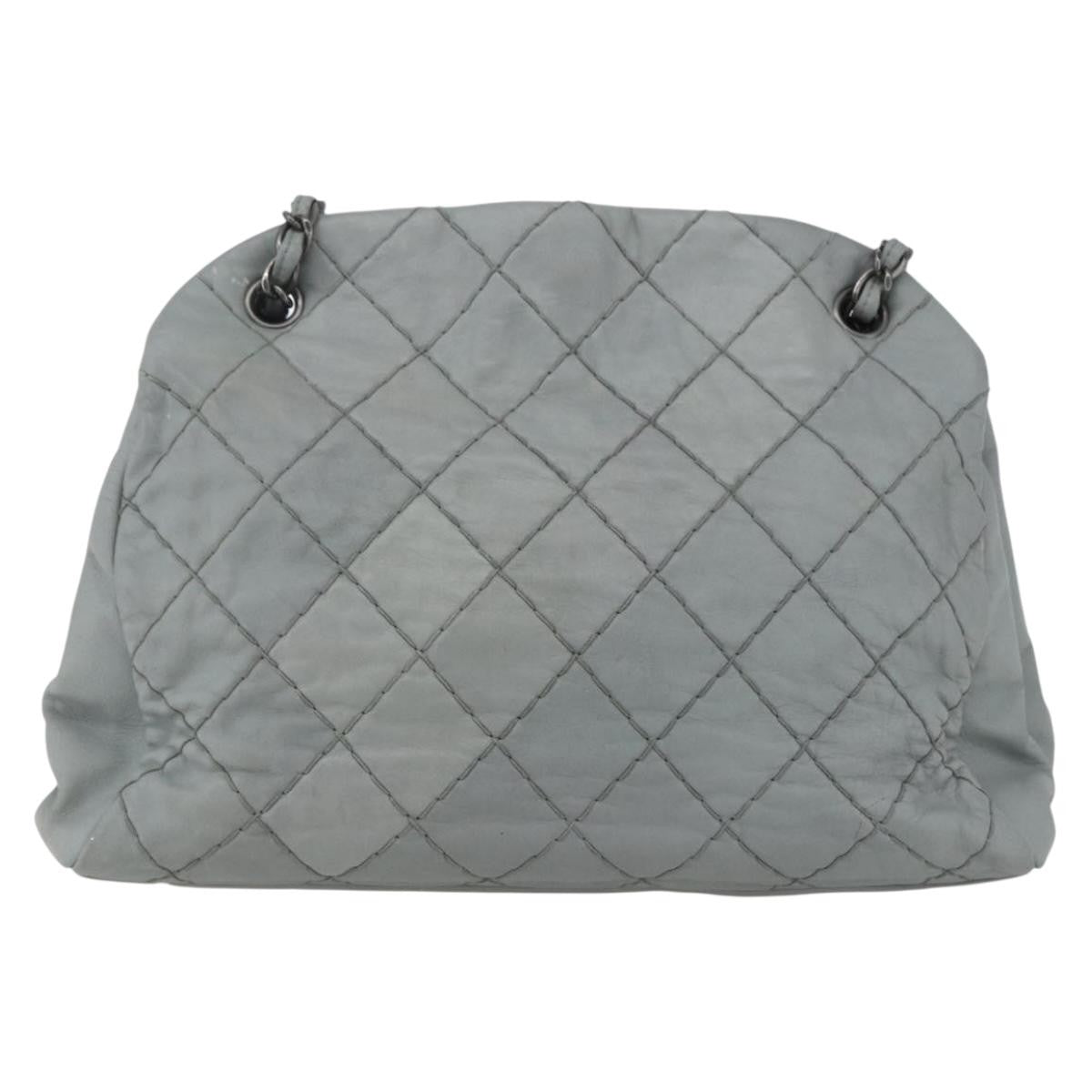 Chanel Just Mademoiselle Bag Quilted Leather Gray Leather Shoulder Bag Bag (Authentic Pre-Loved)