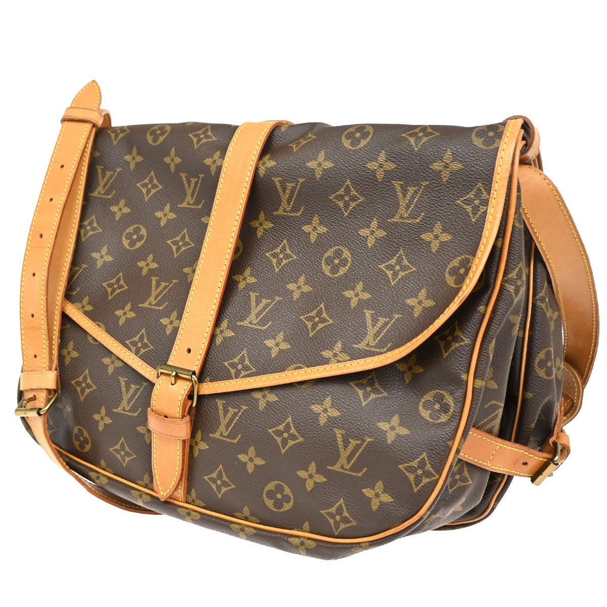 Louis Vuitton Saumur Handbag Monogram Canvas Brown Canvas Shoulder Bag Bag (Authentic Pre-Loved)