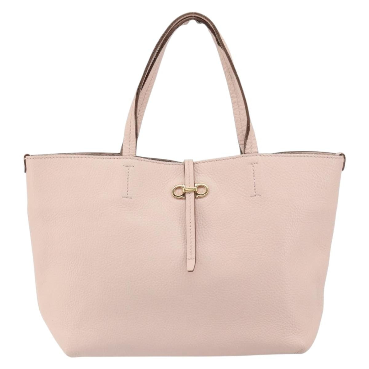 Salvatore Ferragamo Gancini Tote Leather Pink Leather Tote Bag Bag (Authentic Pre-Loved)