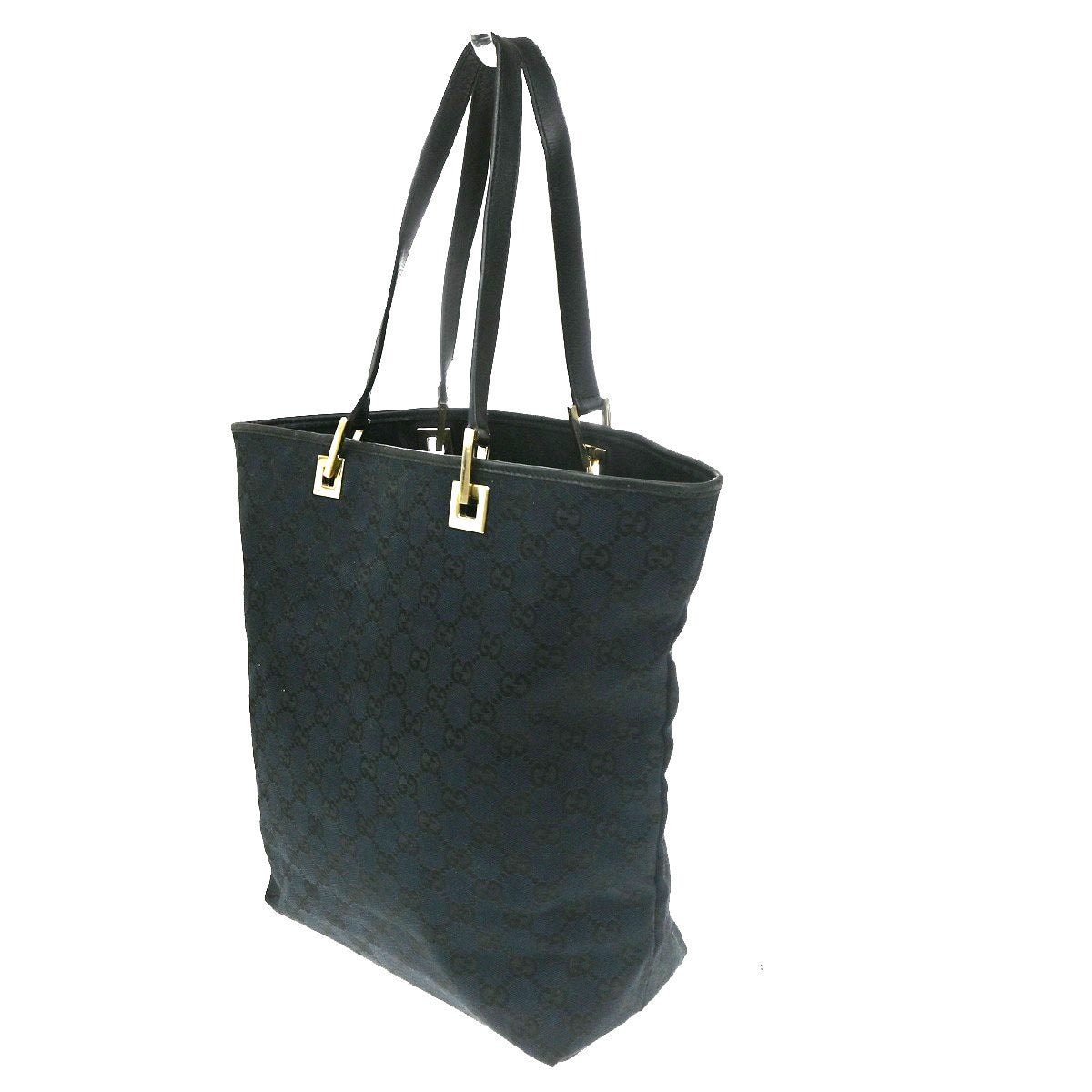 Gucci Vintage Bucket Shopping Tote Gg Canvas Black Canvas Tote Bag Bag (Authentic Pre-Loved)