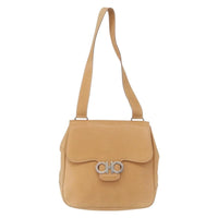 Salvatore Ferragamo Gancini Shoulder Bag Leather Beige Leather Shoulder Bag Bag (Pre-Loved)