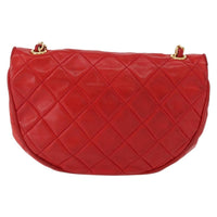 Chanel Camellia Rounded Clutch Satin And Leather Red Leather Shoulder Bag Bag (Authentic Pre-Loved)