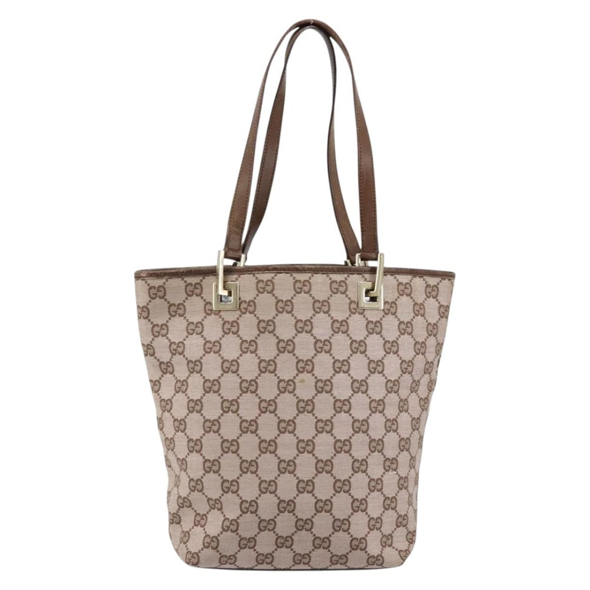 Gucci Vintage Bucket Shopping Tote Gg Canvas Brown Canvas Tote Bag Bag (Authentic Pre-Loved)