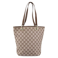 Gucci Vintage Bucket Shopping Tote Gg Canvas Brown Canvas Tote Bag Bag (Authentic Pre-Loved)