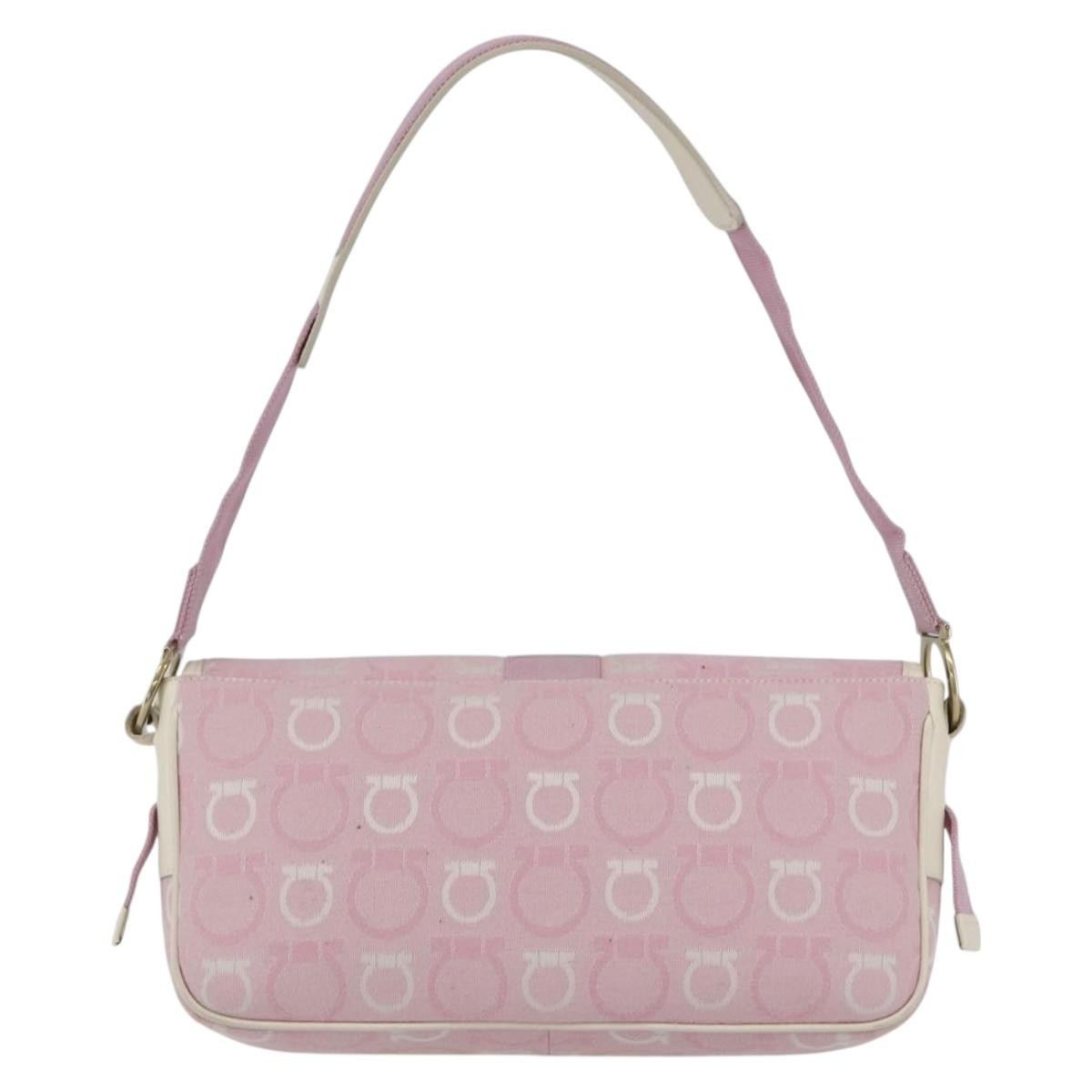 Salvatore Ferragamo Gancini Shoulder Bag Canvas Pink Canvas Shoulder Bag Bag (Authentic Pre-Loved)