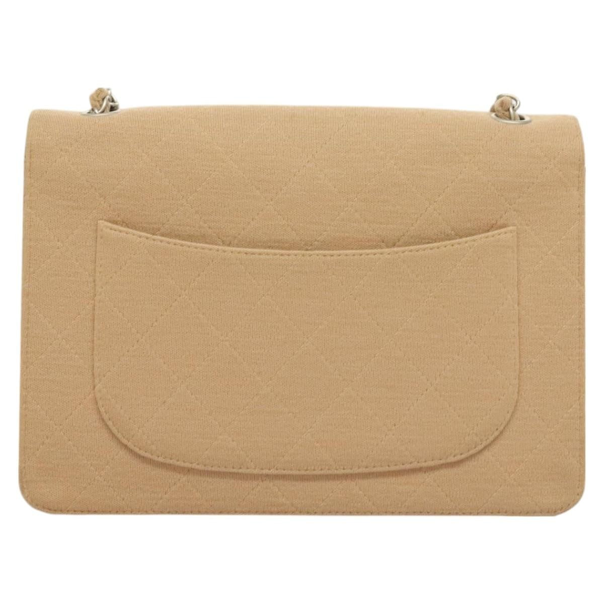 Chanel Matelasse Chain Shoulder Bag Leather Beige Cotton Shoulder Bag Bag (Pre-Loved)
