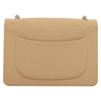 Chanel Matelasse Chain Shoulder Bag Leather Beige Cotton Shoulder Bag Bag (Pre-Loved)