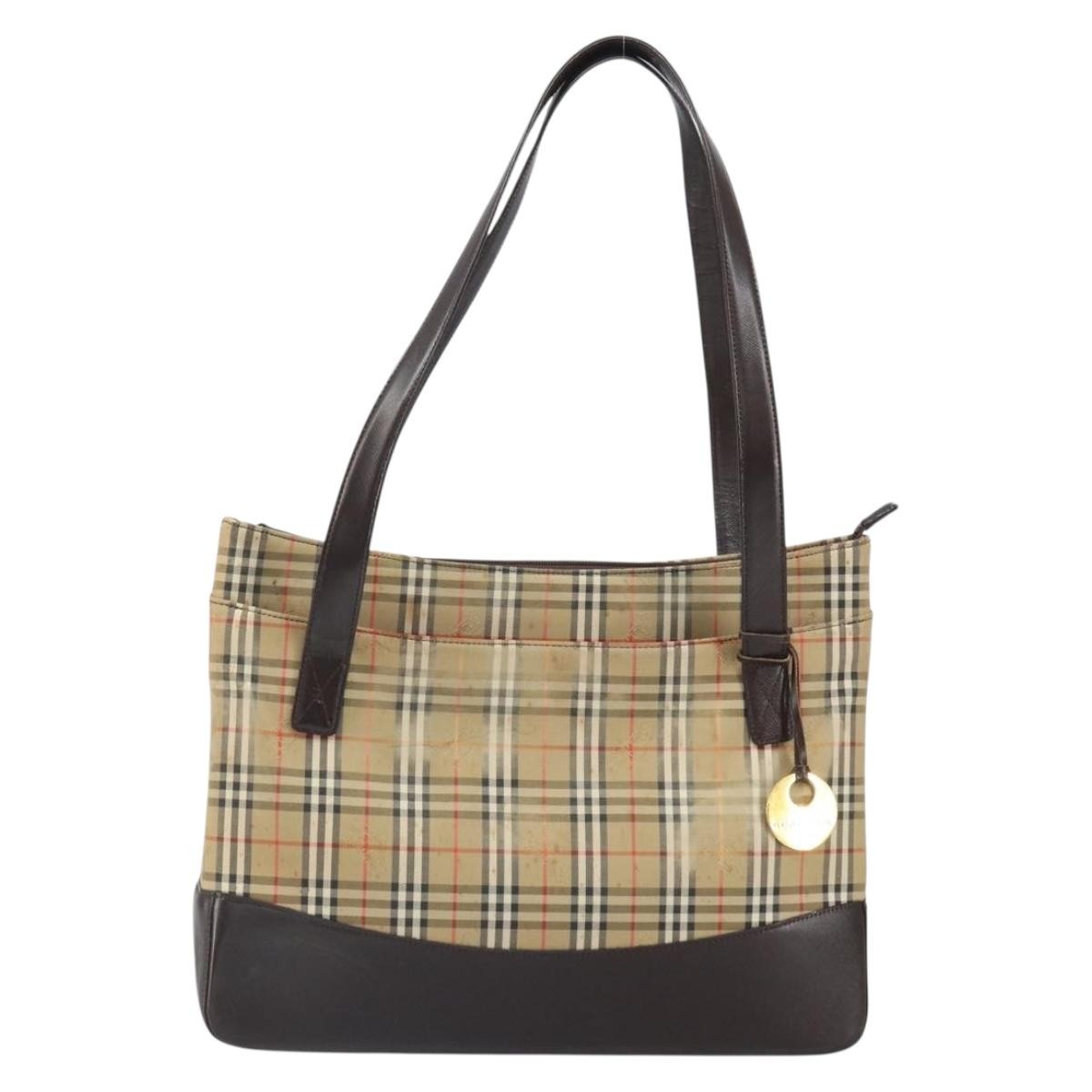 Burberry Nova Check Tote Canvas And Leather Beige Canvas Tote Bag Bag (Pre-Loved)