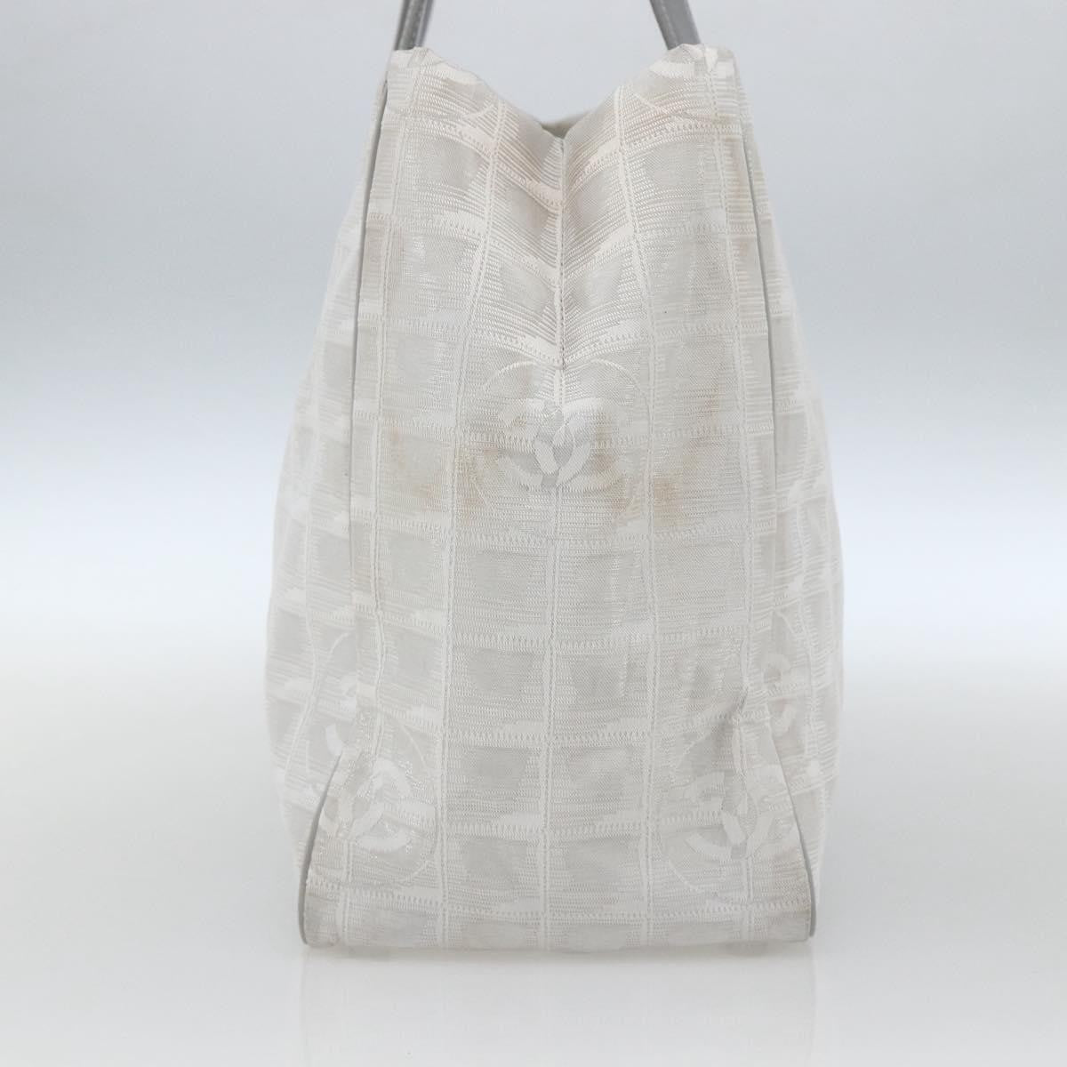 Chanel Travel Line Tote Nylon Silver Nylon Tote Bag Bag (Authentic Pre-Loved)