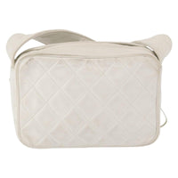 Chanel Vintage Diamond Cc Slit Pocket Camera Bag Quilted Leather White Leather Shoulder Bag Bag (Pre-Loved)