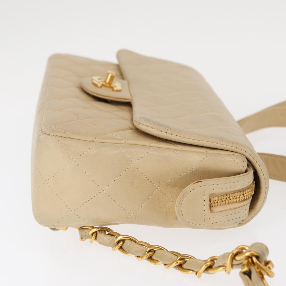 Chanel Vintage Classic Flap Backpack Quilted Lambskin Beige Leather Backpack Bag (Authentic Pre-Loved)