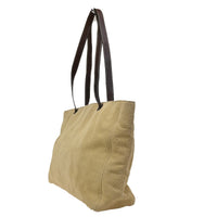 Chanel Vintage Cc Tote Canvas With Leather Beige Canvas Tote Bag Bag (Pre-Loved)