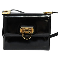 Salvatore Ferragamo Gancini Shoulder Bag Patent Leather Black Patent_Leather Shoulder Bag Bag (Authentic Pre-Loved)