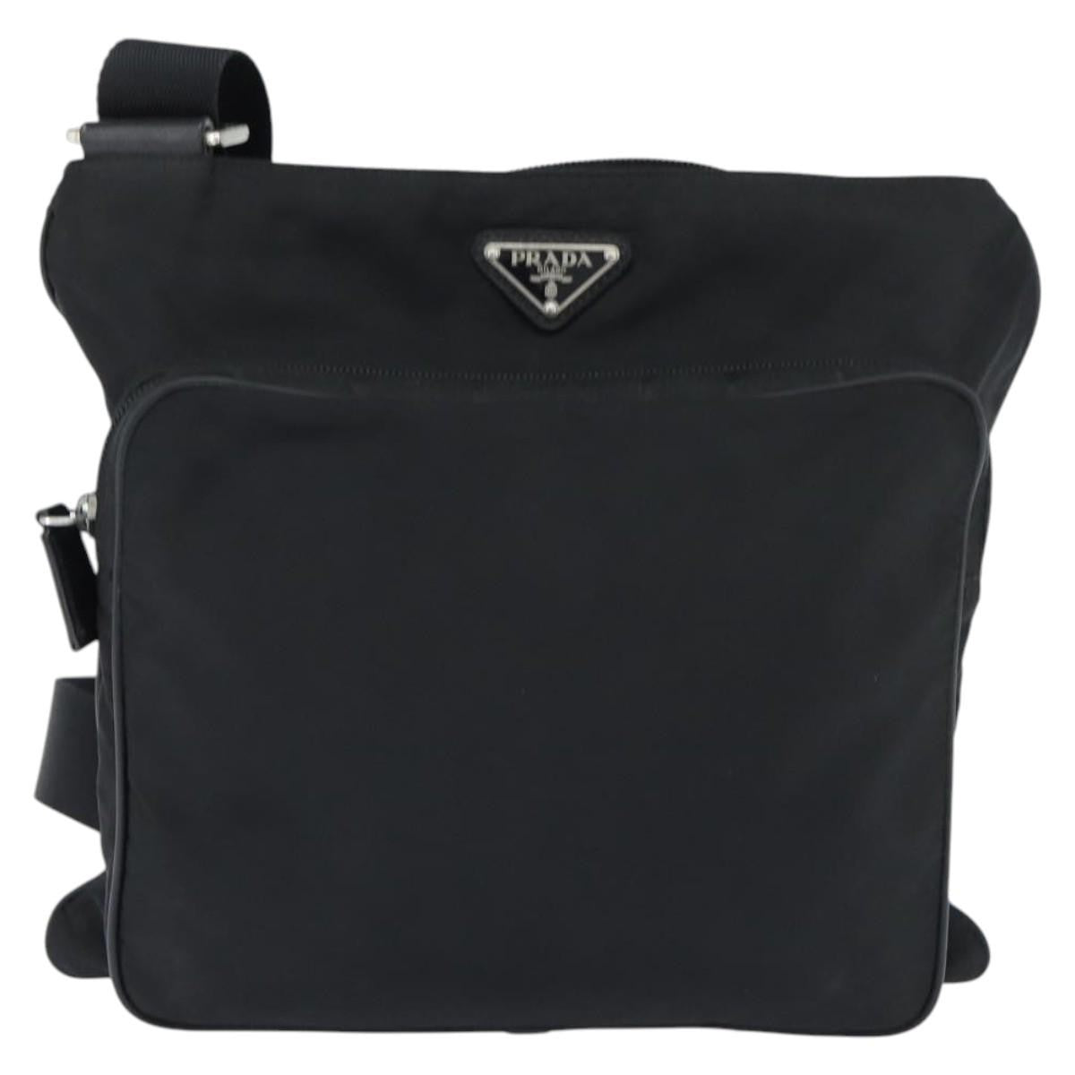 Prada Front Pocket Messenger Bag Tessuto Black Nylon Shoulder Bag Bag (Authentic Pre-Loved)