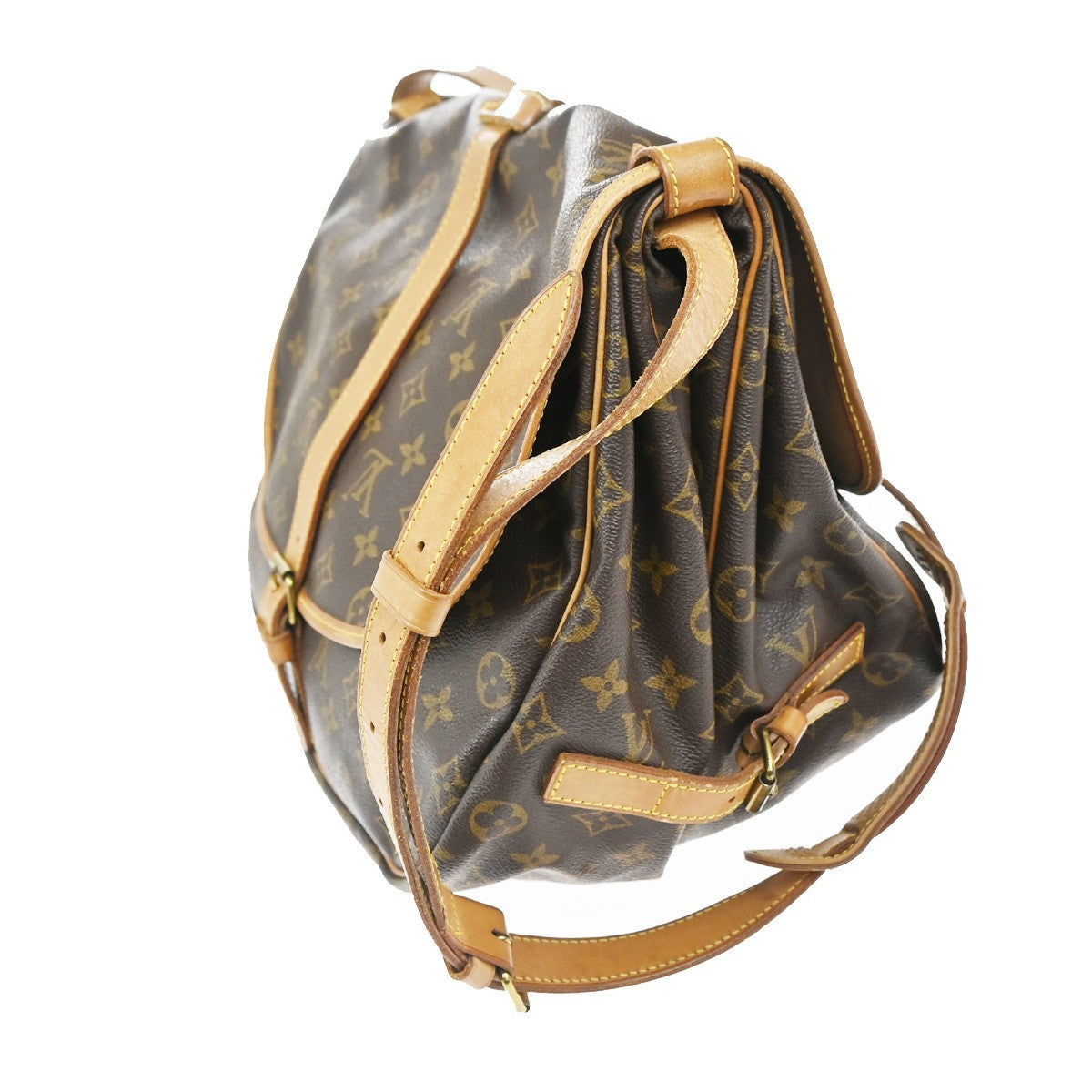 Louis Vuitton Saumur Handbag Monogram Canvas Brown Canvas Shoulder Bag Bag (Pre-Loved)