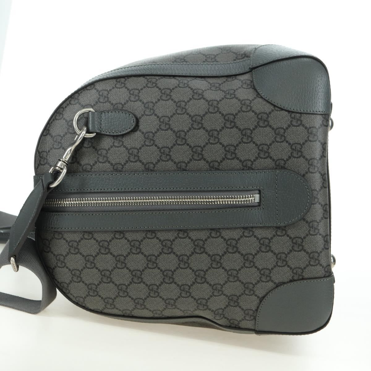 Gucci Web Trim Weekend Duffle Bag Gg Coated Canvas Gray Pvc Handbag (Authentic Pre-Loved)