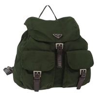 Prada Double Front Pocket Backpack Tessuto Khaki Nylon Backpack Bag (Authentic Pre-Loved)