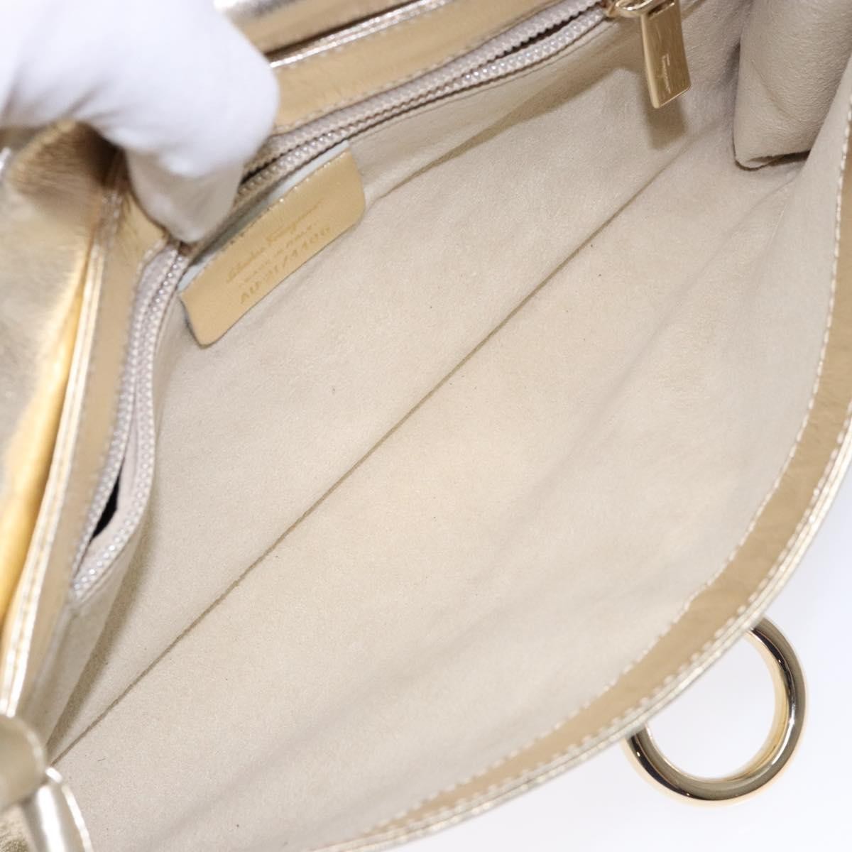 Salvatore Ferragamo Gancini Shoulder Bag Leather Gold Leather Shoulder Bag Bag (Authentic Pre-Loved)