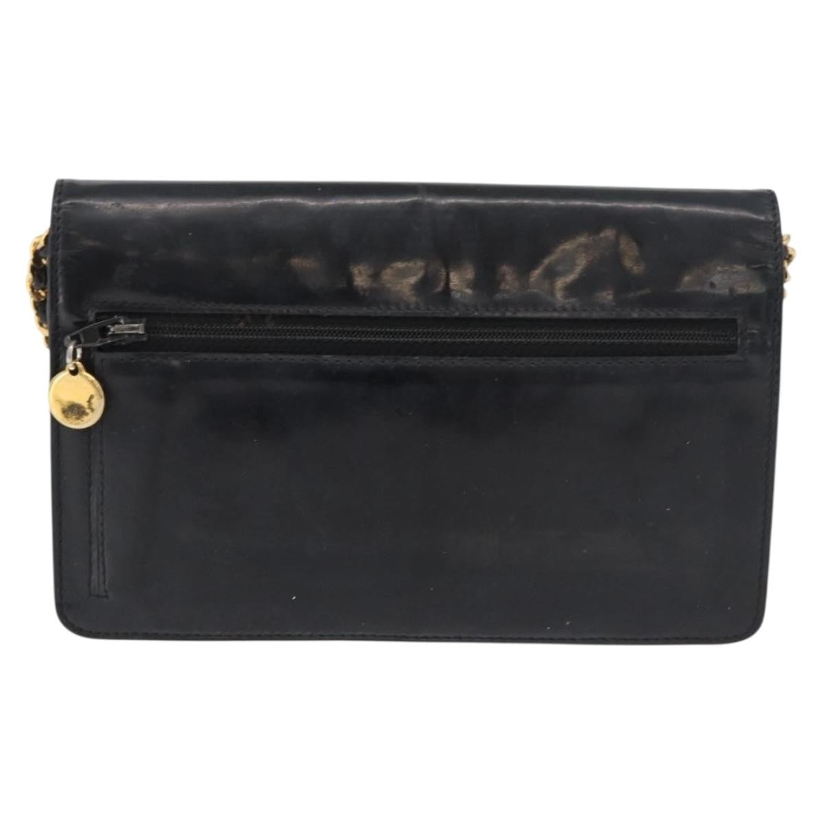 Chanel Vintage Cc Wallet On Chain Patent Black Patent_Leather Shoulder Bag Bag (Pre-Loved)