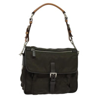 Prada Vintage Flap Shoulder Bag Nylon Khaki Nylon Shoulder Bag Bag (Authentic Pre-Loved)