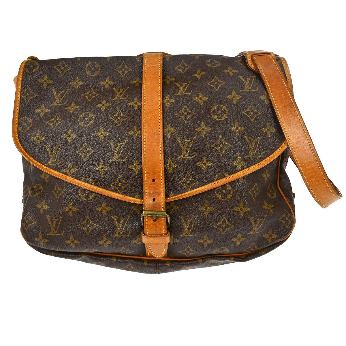 Louis Vuitton Saumur Handbag Monogram Canvas Brown Canvas Shoulder Bag Bag (Authentic Pre-Loved)