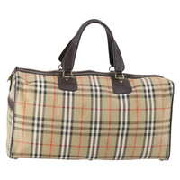 Burberry Vintage Duffle Bag Haymarket Canvas Beige Canvas Travel Bag Bag (Authentic Pre-Loved)