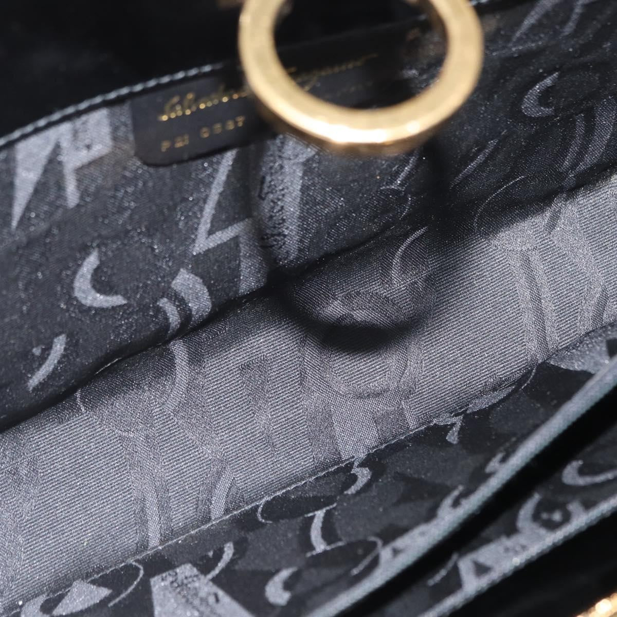 Salvatore Ferragamo Vintage Gancini Chain Shoulder Bag Patent Leather Black Patent_Leather Shoulder Bag Bag (Authentic Pre-Loved)