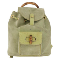 Gucci Gucci Bamboo Backpack Daim Green Suede Backpack Bag (Authentic Pre-Loved)