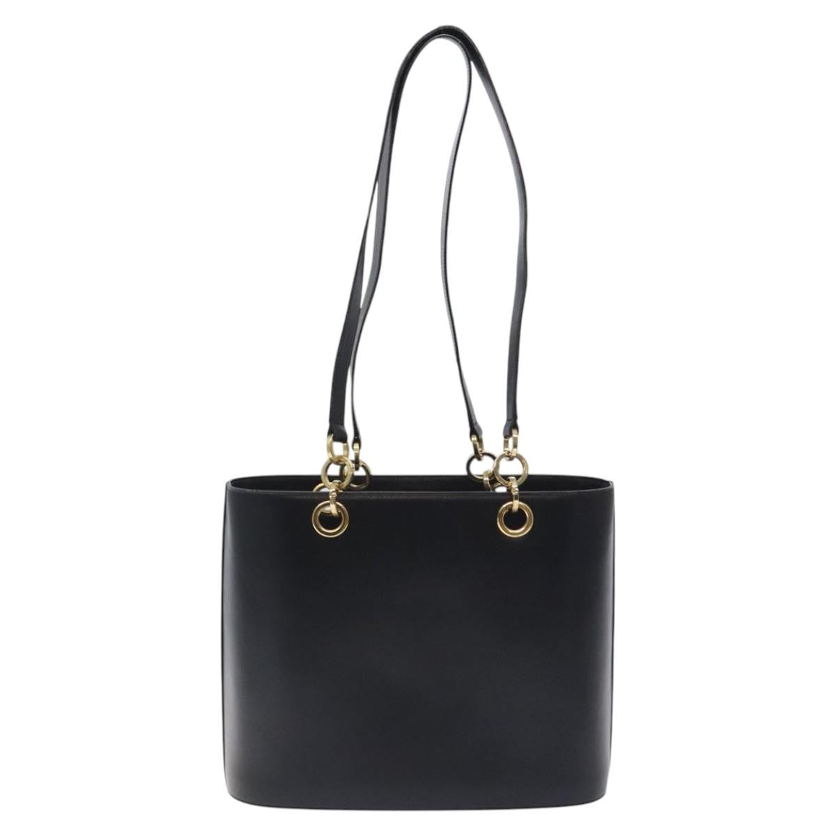 Salvatore Ferragamo Vintage Tote Bag Leather Black Leather Tote Bag Bag (Authentic Pre-Loved)