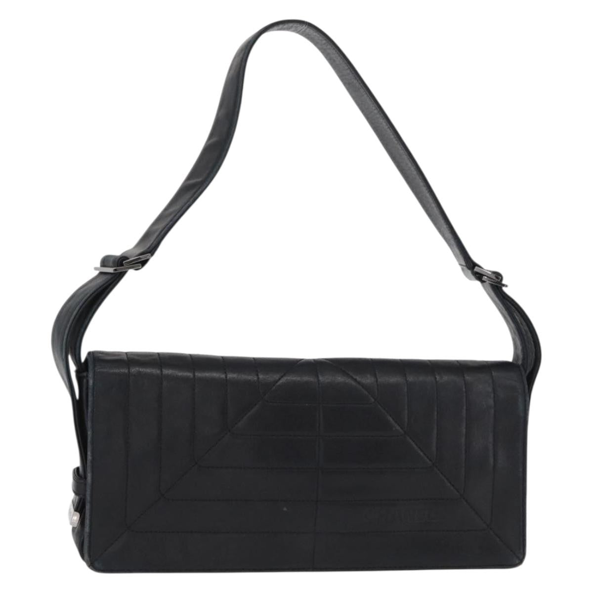 Chanel Vintage Shoulder Bag Leather Black Leather Shoulder Bag Bag (Pre-Loved)