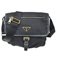 Prada Buckle Messenger Bag Tessuto Black Nylon Shoulder Bag Bag (Pre-Loved)