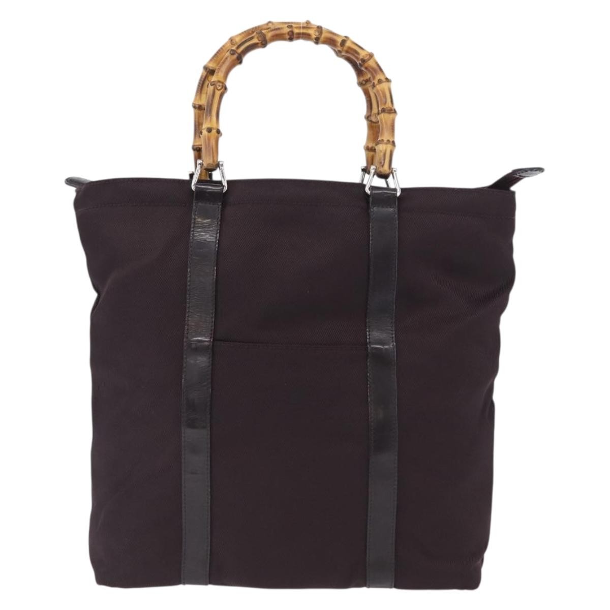 Gucci Bamboo Tote Bag Canvas Purple Canvas Tote Bag Bag (Authentic Pre-Loved)